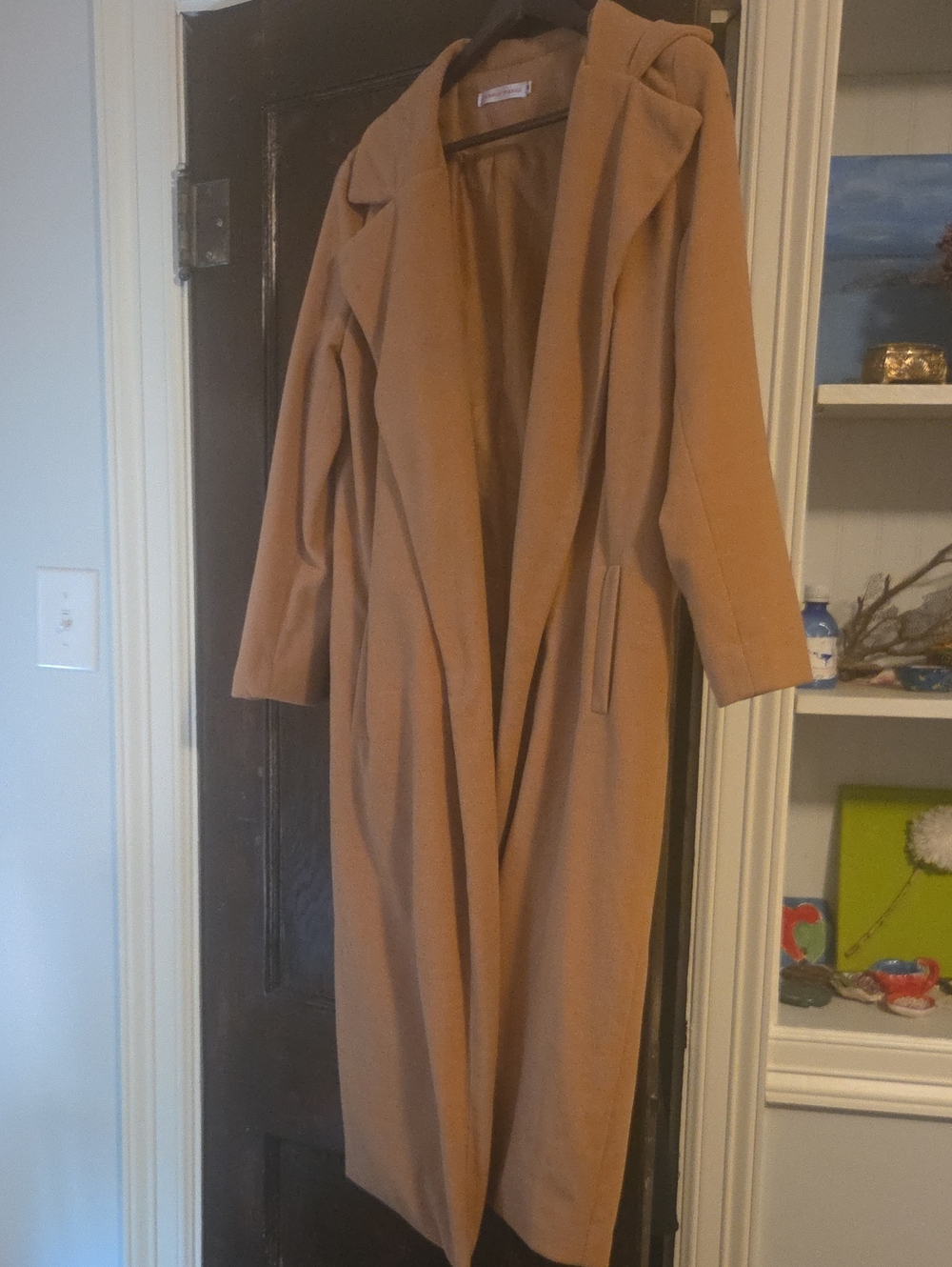 Long Camel Coat Pockets And Polyester